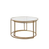 CAFE TABLE DRT GLASS GOLD SET OF 2 - CAFE, SIDE TABLES